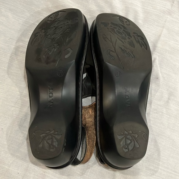 Naot sparkly copper Sandals Velcro adjustable Ankle & toe Straps & Wedge Sole. - Picture 7 of 11